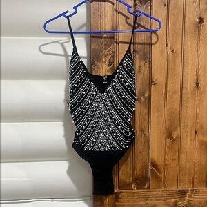 Windsor Black and White Beaded bodysuit